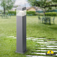 Fumagalli Ester 800mm LED Bollard Grey beside garden pathway, LHECIFMDS1564D1LLX, Outdoor Bollard Light,