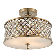 Hudson 3 Light Semi Flush Antique Brass crystal beads semi flush ceiling light, LHEND70558, ceiling light,