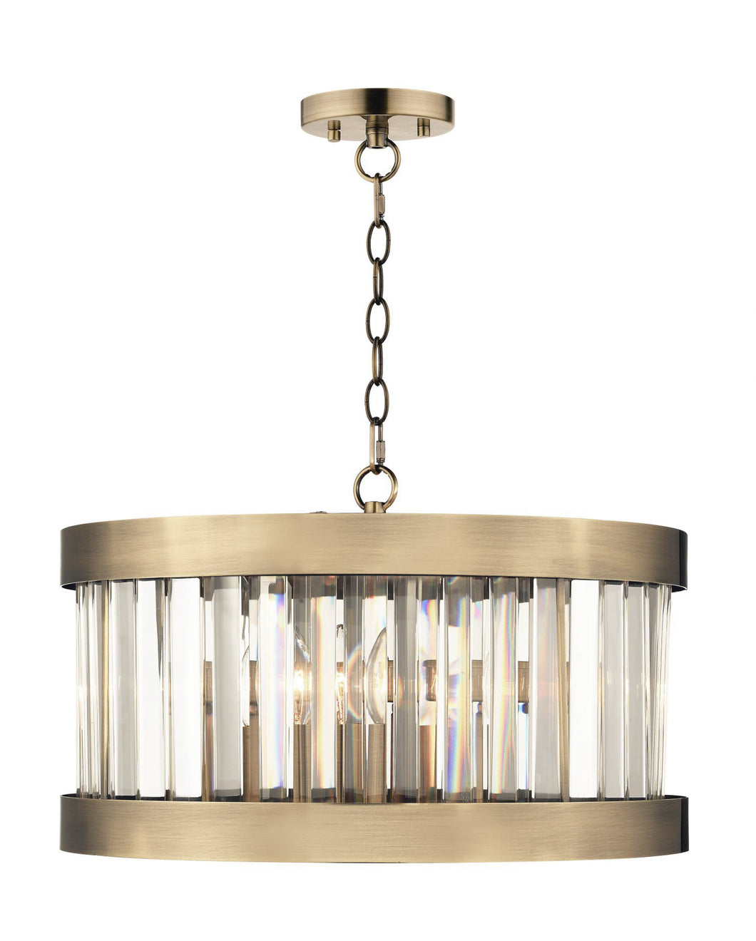 Pandora 3 Light Crystal Pendant - Antique Brass