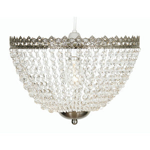Ekon Glass Beaded Pendant Shade Satin Nickel