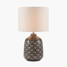 Load image into Gallery viewer, Athena Dark Grey Geo Ceramic Table Lamp, geometric lamp
