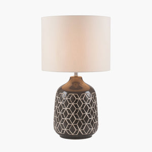 Athena Dark Grey Geo Ceramic Table Lamp, geometric lamp