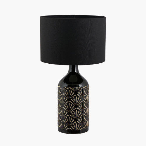 Poiret Black Art Deco Detail Ceramic Table Lamp, Pacific lifestyle, the-lighthouse.ie