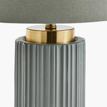 Load image into Gallery viewer, Ionic Grey Textured Ceramic and Gold Metal Table Lamp
