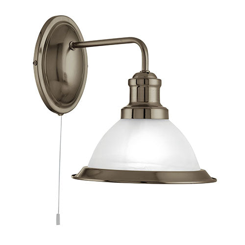 Bistro Antique Brass Wall Light with Marble Glass Shade