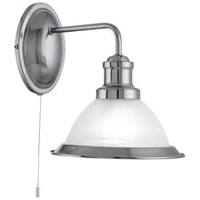 Load image into Gallery viewer, Bistro Satin Silver Wall Light with Marble Glass Shade, lights ireland, This wall light has a oval shaped satin silver wall bracket and brings a distinctive and elegant style to any setting.
