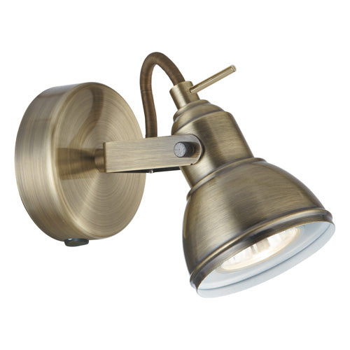 Focus Antique Brass Wall Spotlight