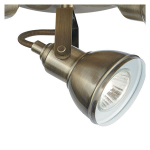 Focus Antique Brass 3 Light Ceiling Spotlight Light