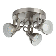 Load image into Gallery viewer, Focus Satin Silver 3 Light Ceiling Spotlight Off
