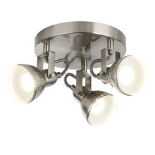 Load image into Gallery viewer, Focus Satin Silver 3 Light Ceiling Spotlight On
