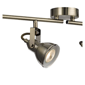 Focus Antique Brass 4 Light Ceiling Spotlight With Adjustable Bar