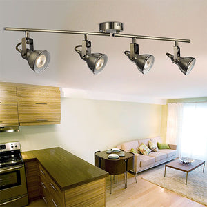 Focus Antique Brass 4 Light Ceiling Spotlight With Adjustable Bar In room