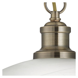 Bistro Antique Brass Pendant Light With Marble Glass Shade