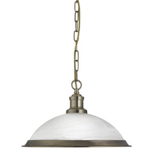 Load image into Gallery viewer, Bistro Antique Brass Pendant Light With Marble Glass Shade
