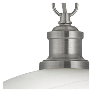 Bistro Satin Silver Pendant Light With Marble Glass Shade Close Up