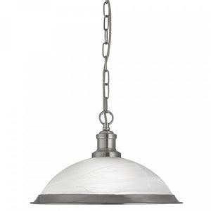 Bistro Satin Silver Pendant Light With Marble Glass Shade, silver ceiling light, lighting ireland