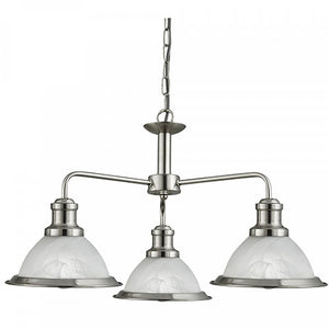 Bistro Satin Silver 3 Light Ceiling Fitting With Acid Glass Shades