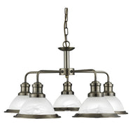 Bistro 5 Light Antique Brass Ceiling Fitting w/ Marble Glass Shades, LHSL1595-5AB, ceiling light,