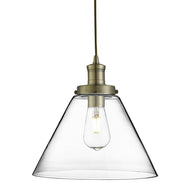 Pyramid Antique Brass Clear Glass Shade Pendant Light, LHSL3228AB, ceiling light,