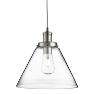 Pyramid Chrome Clear Glass Shade Pendant Light, LHSL3228CC, ceiling light,