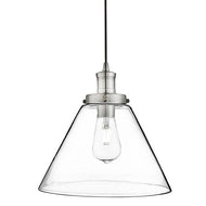 Pyramid Satin Silver Clear Glass Shade Pendant Light, LHSL3228SS, ceiling light,