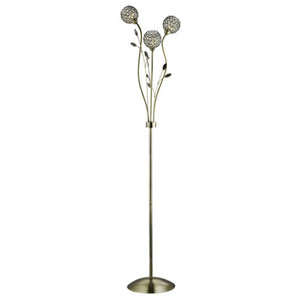 Bellis II Antique Brass 3 Light Floor Lamp With Clear Glass Shades
