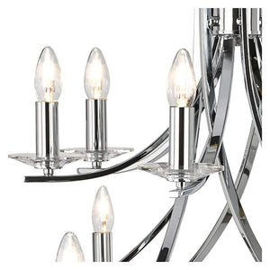 Ascona Chrome 12 Light Fitting Clear Glass Sconces Zoomed In