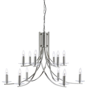 Ascona Satin Silver 12 Light Fitting Clear Glass Sconces