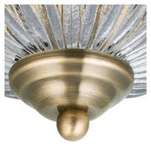 Load image into Gallery viewer, American Diner IP44 Antique Brass Flush Fitting Clear Ribbed Glass
