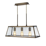 Voyager 3 Light Lantern Bar Fitting, Antique Brass, Glass Panels, LHSL4613-3AB, ceiling light,