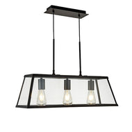 Voyager 3 Light Matt Black + Glass Lantern Bar Fitting, LHSL4613-3BK, ceiling light,