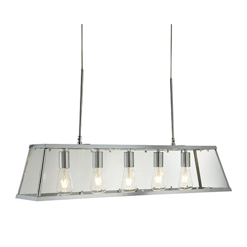 Voyager 5 Light Lantern Bar, Chrome, Glass Panels