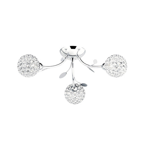 Bellis II Chrome 3 Light Fitting With Clear Glass Shades