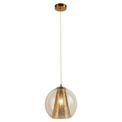 Conio 1 Light Pendant Satin Brass And Clear Glass