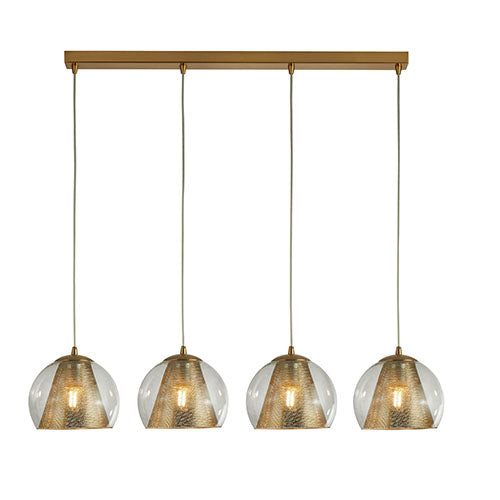 Conio 4 Light Pendant Satin Brass And Clear Glass