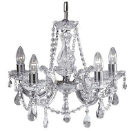 Marie Therese Chrome 5 Light Chandelier With Crystal Drops, LHSLP3995, ceiling light,