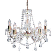 Marie Therese 5 Light Polished Brass Crystal Drops Chandelier, LHSLP6995, ceiling light,