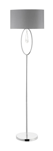 Markle Polished Chrome and Crystal Floor Lamp -  Oval Shade